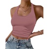 image:imageEkouaer Women Halter Top Backless Scroop Neck Slim Stretchy Ribbed Knit Camisole Crop Tops SXXLDusty Pink