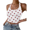 image:imageEkouaer Women Halter Top Backless Scroop Neck Slim Stretchy Ribbed Knit Camisole Crop Tops SXXLWhite Red Hearts