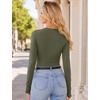 image:imageEkouaer Long Sleeve Shirts for Women Crew Neck Undershirt with Thumb Holes  Lightweight Soft Fabric Thermal Underscrub Casual Fitted Basic Underwear Fall Winter Workout Base Layer Athletic ClothArmy Green