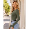 image:imageEkouaer Long Sleeve Shirts for Women Crew Neck Undershirt with Thumb Holes  Lightweight Soft Fabric Thermal Underscrub Casual Fitted Basic Underwear Fall Winter Workout Base Layer Athletic ClothArmy Green