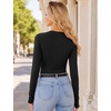 image:imageEkouaer Long Sleeve Shirts for Women Crew Neck Undershirt with Thumb Holes  Lightweight Soft Fabric Thermal Underscrub Casual Fitted Basic Underwear Fall Winter Workout Base Layer Athletic ClothBlack