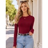 image:imageEkouaer Long Sleeve Shirts for Women Crew Neck Undershirt with Thumb Holes  Lightweight Soft Fabric Thermal Underscrub Casual Fitted Basic Underwear Fall Winter Workout Base Layer Athletic ClothRed