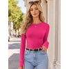 image:imageEkouaer Long Sleeve Shirts for Women Crew Neck Undershirt with Thumb Holes  Lightweight Soft Fabric Thermal Underscrub Casual Fitted Basic Underwear Fall Winter Workout Base Layer Athletic ClothHot Pink