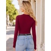 image:imageEkouaer Long Sleeve Shirts for Women Crew Neck Undershirt with Thumb Holes  Lightweight Soft Fabric Thermal Underscrub Casual Fitted Basic Underwear Fall Winter Workout Base Layer Athletic ClothRed