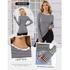 image:imageEkouaer Long Sleeve Shirts for Women Crew Neck Undershirt with Thumb Holes  Lightweight Soft Fabric Thermal Underscrub Casual Fitted Basic Underwear Fall Winter Workout Base Layer Athletic ClothWhite Black Stripe