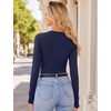 image:imageEkouaer Long Sleeve Shirts for Women Crew Neck Undershirt with Thumb Holes  Lightweight Soft Fabric Thermal Underscrub Casual Fitted Basic Underwear Fall Winter Workout Base Layer Athletic ClothNavy Blue