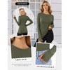 image:imageEkouaer Long Sleeve Shirts for Women Crew Neck Undershirt with Thumb Holes  Lightweight Soft Fabric Thermal Underscrub Casual Fitted Basic Underwear Fall Winter Workout Base Layer Athletic ClothArmy Green