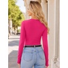 image:imageEkouaer Long Sleeve Shirts for Women Crew Neck Undershirt with Thumb Holes  Lightweight Soft Fabric Thermal Underscrub Casual Fitted Basic Underwear Fall Winter Workout Base Layer Athletic ClothHot Pink
