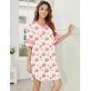image:imageEkouaer Nightgowns for Women Cotton Night Gowns Short Sleeve Sleepwear  Ladies Sleep Shirts Casual T Shirt Nightgown V Neck Night Shirts Soft Moo Moos Color Block Pajama Shirt Plus Size NightshirtsBteddy