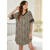 image:imageEkouaer Nightgowns for Women Cotton Night Gowns Short Sleeve Sleepwear  Ladies Sleep Shirts Casual T Shirt Nightgown V Neck Night Shirts Soft Moo Moos Color Block Pajama Shirt Plus Size NightshirtsBleopard
