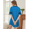 image:imageEkouaer Nightgowns for Women Cotton Night Gowns Short Sleeve Sleepwear  Ladies Sleep Shirts Casual T Shirt Nightgown V Neck Night Shirts Soft Moo Moos Color Block Pajama Shirt Plus Size NightshirtsAlight Blue