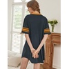 image:imageEkouaer Nightgowns for Women Cotton Night Gowns Short Sleeve Sleepwear  Ladies Sleep Shirts Casual T Shirt Nightgown V Neck Night Shirts Soft Moo Moos Color Block Pajama Shirt Plus Size NightshirtsCdream Grey