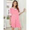 image:imageEkouaer Nightgowns for Women Cotton Night Gowns Short Sleeve Sleepwear  Ladies Sleep Shirts Casual T Shirt Nightgown V Neck Night Shirts Soft Moo Moos Color Block Pajama Shirt Plus Size NightshirtsCleopard Orange