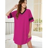 image:imageEkouaer Nightgowns for Women Cotton Night Gowns Short Sleeve Sleepwear  Ladies Sleep Shirts Casual T Shirt Nightgown V Neck Night Shirts Soft Moo Moos Color Block Pajama Shirt Plus Size NightshirtsArose Red
