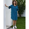 image:imageEkouaer Nightgowns for Women Cotton Night Gowns Short Sleeve Sleepwear  Ladies Sleep Shirts Casual T Shirt Nightgown V Neck Night Shirts Soft Moo Moos Color Block Pajama Shirt Plus Size NightshirtsAblue