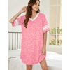 image:imageEkouaer Nightgowns for Women Cotton Night Gowns Short Sleeve Sleepwear  Ladies Sleep Shirts Casual T Shirt Nightgown V Neck Night Shirts Soft Moo Moos Color Block Pajama Shirt Plus Size NightshirtsCleopard Orange