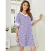 image:imageEkouaer Nightgowns for Women Cotton Night Gowns Short Sleeve Sleepwear  Ladies Sleep Shirts Casual T Shirt Nightgown V Neck Night Shirts Soft Moo Moos Color Block Pajama Shirt Plus Size NightshirtsBpurple Floral