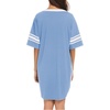 image:imageEkouaer Nightgowns for Women Cotton Night Gowns Short Sleeve Sleepwear  Ladies Sleep Shirts Casual T Shirt Nightgown V Neck Night Shirts Soft Moo Moos Color Block Pajama Shirt Plus Size NightshirtsAsky Blue