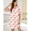 image:imageEkouaer Nightgowns for Women Cotton Night Gowns Short Sleeve Sleepwear  Ladies Sleep Shirts Casual T Shirt Nightgown V Neck Night Shirts Soft Moo Moos Color Block Pajama Shirt Plus Size NightshirtsBteddy
