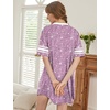 image:imageEkouaer Nightgowns for Women Cotton Night Gowns Short Sleeve Sleepwear  Ladies Sleep Shirts Casual T Shirt Nightgown V Neck Night Shirts Soft Moo Moos Color Block Pajama Shirt Plus Size NightshirtsCstars Purple