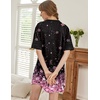 image:imageEkouaer Nightgowns for Women Cotton Night Gowns Short Sleeve Sleepwear  Ladies Sleep Shirts Casual T Shirt Nightgown V Neck Night Shirts Soft Moo Moos Color Block Pajama Shirt Plus Size NightshirtsBcherry Blossoms Black