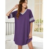image:imageEkouaer Nightgowns for Women Cotton Night Gowns Short Sleeve Sleepwear  Ladies Sleep Shirts Casual T Shirt Nightgown V Neck Night Shirts Soft Moo Moos Color Block Pajama Shirt Plus Size NightshirtsApurple