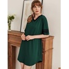 image:imageEkouaer Nightgowns for Women Cotton Night Gowns Short Sleeve Sleepwear  Ladies Sleep Shirts Casual T Shirt Nightgown V Neck Night Shirts Soft Moo Moos Color Block Pajama Shirt Plus Size NightshirtsAgreen