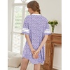 image:imageEkouaer Nightgowns for Women Cotton Night Gowns Short Sleeve Sleepwear  Ladies Sleep Shirts Casual T Shirt Nightgown V Neck Night Shirts Soft Moo Moos Color Block Pajama Shirt Plus Size NightshirtsBpurple Floral