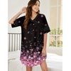 image:imageEkouaer Nightgowns for Women Cotton Night Gowns Short Sleeve Sleepwear  Ladies Sleep Shirts Casual T Shirt Nightgown V Neck Night Shirts Soft Moo Moos Color Block Pajama Shirt Plus Size NightshirtsBcherry Blossoms Black
