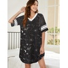 image:imageEkouaer Nightgowns for Women Cotton Night Gowns Short Sleeve Sleepwear  Ladies Sleep Shirts Casual T Shirt Nightgown V Neck Night Shirts Soft Moo Moos Color Block Pajama Shirt Plus Size NightshirtsBgalaxy Black