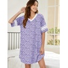 image:imageEkouaer Nightgowns for Women Cotton Night Gowns Short Sleeve Sleepwear  Ladies Sleep Shirts Casual T Shirt Nightgown V Neck Night Shirts Soft Moo Moos Color Block Pajama Shirt Plus Size NightshirtsBpurple Floral