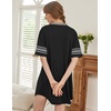 image:imageEkouaer Nightgowns for Women Cotton Night Gowns Short Sleeve Sleepwear  Ladies Sleep Shirts Casual T Shirt Nightgown V Neck Night Shirts Soft Moo Moos Color Block Pajama Shirt Plus Size NightshirtsAablack