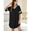 image:imageEkouaer Nightgowns for Women Cotton Night Gowns Short Sleeve Sleepwear  Ladies Sleep Shirts Casual T Shirt Nightgown V Neck Night Shirts Soft Moo Moos Color Block Pajama Shirt Plus Size NightshirtsAablack