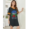 image:imageEkouaer Nightgowns for Women Cotton Night Gowns Short Sleeve Sleepwear  Ladies Sleep Shirts Casual T Shirt Nightgown V Neck Night Shirts Soft Moo Moos Color Block Pajama Shirt Plus Size NightshirtsCdream Grey