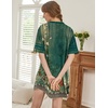 image:imageEkouaer Nightgowns for Women Cotton Night Gowns Short Sleeve Sleepwear  Ladies Sleep Shirts Casual T Shirt Nightgown V Neck Night Shirts Soft Moo Moos Color Block Pajama Shirt Plus Size NightshirtsBgreen Flower