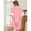 image:imageEkouaer Nightgowns for Women Cotton Night Gowns Short Sleeve Sleepwear  Ladies Sleep Shirts Casual T Shirt Nightgown V Neck Night Shirts Soft Moo Moos Color Block Pajama Shirt Plus Size NightshirtsCleopard Orange
