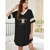 image:imageEkouaer Nightgowns for Women Cotton Night Gowns Short Sleeve Sleepwear  Ladies Sleep Shirts Casual T Shirt Nightgown V Neck Night Shirts Soft Moo Moos Color Block Pajama Shirt Plus Size NightshirtsCteddy Black