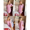 image:imageEkouaer Nightgowns for Women Cotton Night Gowns Short Sleeve Sleepwear  Ladies Sleep Shirts Casual T Shirt Nightgown V Neck Night Shirts Soft Moo Moos Color Block Pajama Shirt Plus Size NightshirtsApink