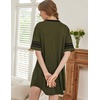 image:imageEkouaer Nightgowns for Women Cotton Night Gowns Short Sleeve Sleepwear  Ladies Sleep Shirts Casual T Shirt Nightgown V Neck Night Shirts Soft Moo Moos Color Block Pajama Shirt Plus Size NightshirtsAarmy Green