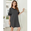 image:imageEkouaer Nightgowns for Women Cotton Night Gowns Short Sleeve Sleepwear  Ladies Sleep Shirts Casual T Shirt Nightgown V Neck Night Shirts Soft Moo Moos Color Block Pajama Shirt Plus Size NightshirtsAdark Grey