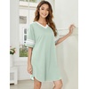 image:imageEkouaer Nightgowns for Women Cotton Night Gowns Short Sleeve Sleepwear  Ladies Sleep Shirts Casual T Shirt Nightgown V Neck Night Shirts Soft Moo Moos Color Block Pajama Shirt Plus Size NightshirtsAlight Green
