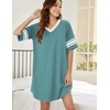 image:imageEkouaer Nightgowns for Women Cotton Night Gowns Short Sleeve Sleepwear  Ladies Sleep Shirts Casual T Shirt Nightgown V Neck Night Shirts Soft Moo Moos Color Block Pajama Shirt Plus Size NightshirtsAmint Green