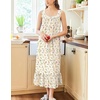 image:imageEkouaer Nightgowns for Women Long Sleeveless Night Gown Button Sleepshirt  Victorian NightdressButton SleepshirtSummer Sleep DressSoft Sleepwear Suitable for SleepLoungeDaily WearBeige Floral