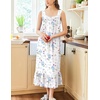 image:imageEkouaer Nightgowns for Women Long Sleeveless Night Gown Button Sleepshirt  Victorian NightdressButton SleepshirtSummer Sleep DressSoft Sleepwear Suitable for SleepLoungeDaily WearBlue Flower