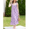 image:imageEkouaer Nightgowns for Women Long Sleeveless Night Gown Button Sleepshirt  Victorian NightdressButton SleepshirtSummer Sleep DressSoft Sleepwear Suitable for SleepLoungeDaily WearDark Purple Floral