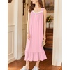 image:imageEkouaer Nightgowns for Women Long Sleeveless Night Gown Button Sleepshirt  Victorian NightdressButton SleepshirtSummer Sleep DressSoft Sleepwear Suitable for SleepLoungeDaily WearPink