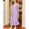image:imageEkouaer Nightgowns for Women Long Sleeveless Night Gown Button Sleepshirt  Victorian NightdressButton SleepshirtSummer Sleep DressSoft Sleepwear Suitable for SleepLoungeDaily WearDark Purple Floral
