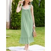 image:imageEkouaer Nightgowns for Women Long Sleeveless Night Gown Button Sleepshirt  Victorian NightdressButton SleepshirtSummer Sleep DressSoft Sleepwear Suitable for SleepLoungeDaily WearLight Green