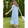 image:imageEkouaer Nightgowns for Women Long Sleeveless Night Gown Button Sleepshirt  Victorian NightdressButton SleepshirtSummer Sleep DressSoft Sleepwear Suitable for SleepLoungeDaily WearLight Blue