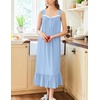 image:imageEkouaer Nightgowns for Women Long Sleeveless Night Gown Button Sleepshirt  Victorian NightdressButton SleepshirtSummer Sleep DressSoft Sleepwear Suitable for SleepLoungeDaily WearLight Blue